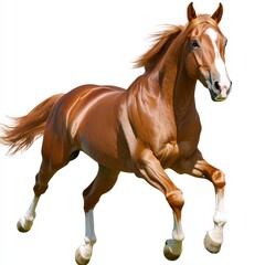 Obraz premium Energetic Ginger Horse Galloping Against White Background