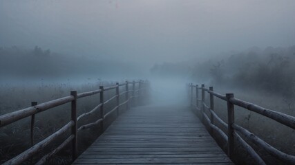 Obraz premium landscape with fog and bridge