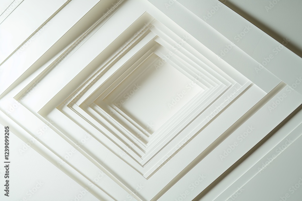 Poster A layered, geometric cutout paper design with soft shadows creating depth