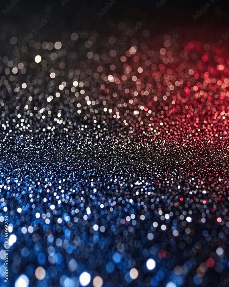 Poster abstract glitter background with gradient from blue to red creating a bokeh effect