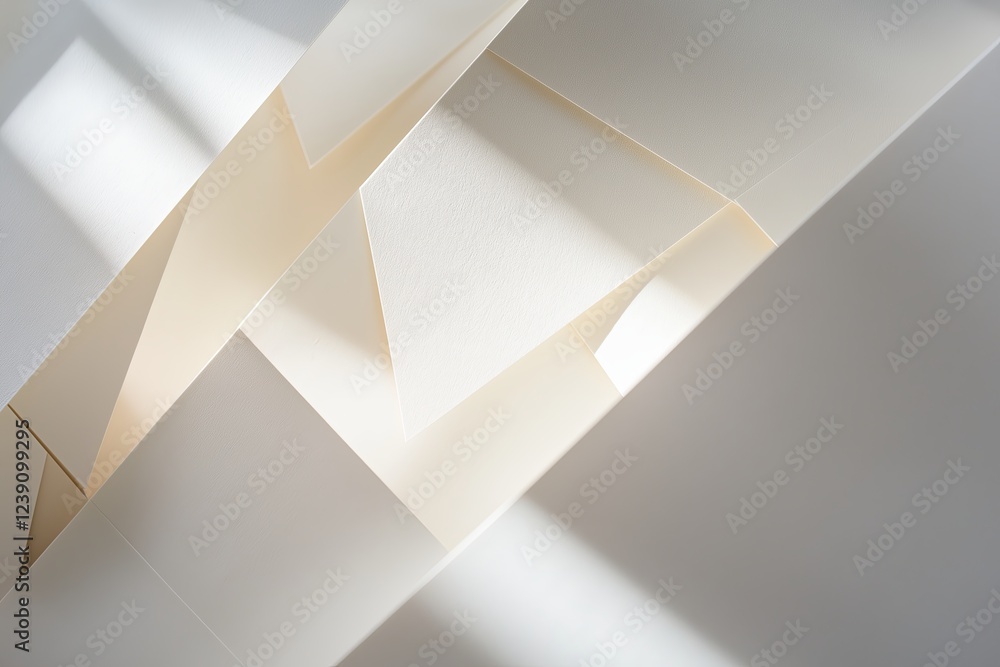 Poster A layered, geometric cutout paper design with soft shadows creating depth