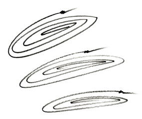 Close up of a black pencil and felt-tip pen stroke for design on white paper background 