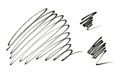 Close up of a black pencil and felt-tip pen stroke for design on white paper background 