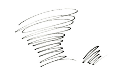 Close up of a black pencil and felt-tip pen stroke for design on white paper background 