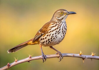 Fototapeta premium Minimalist Long-billed Thrasher Bird Photography: Side Profile on Branch