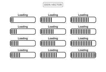 Set of vector loading icons. loading bar progress icon. Download progress. Collection Loading