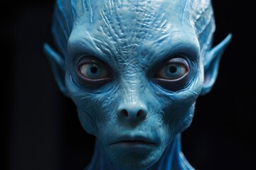 Obraz premium Blue Alien Portrait - A Strange and Mysterious Creature from Another World
