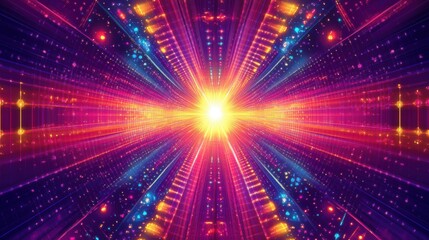 Obraz premium Vibrant Energy Beams Converge in A Cosmic Tunnel