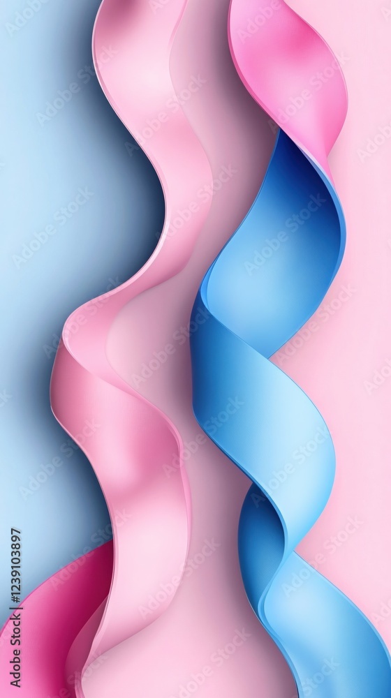 Poster abstract flowing ribbons in pastel colors creating a soft and elegant background design