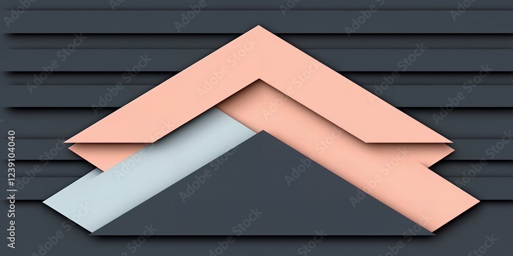 Poster abstract geometric design overlapping peach gray and white triangles on dark background