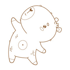Outline Cute Capybara sportsman is engaged in fitness. Cartoon kawaii animal Athlete. Line drawing, coloring book. Vector illustration. Kids collection
