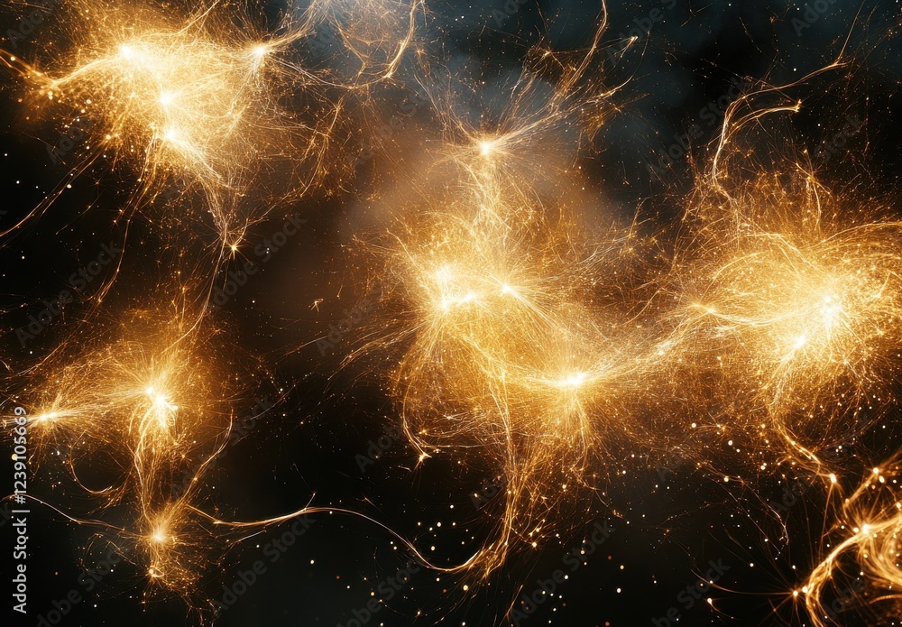 Poster abstract energy sparks creating a dynamic visual of light and motion in a dark background for creati