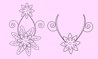 vector Colorful Flowers and plants Bundle, hand drawn pattern for embroidery elements, flowers kids and adults flower illustration element