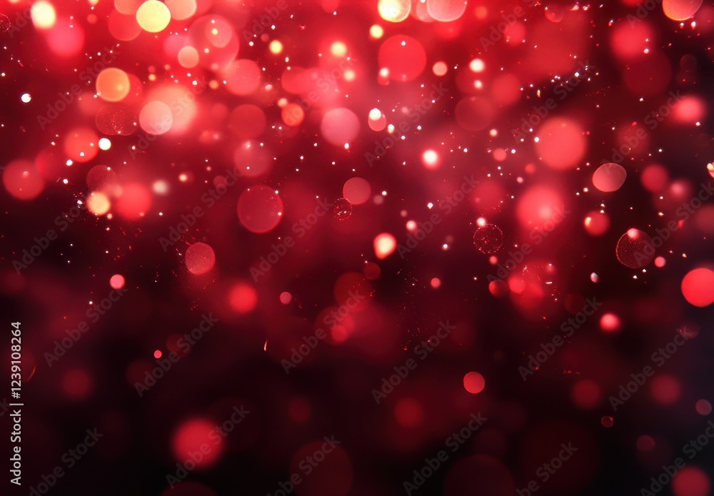 Poster abstract red bokeh background with soft blurred lights for festive and romantic effects in photograp