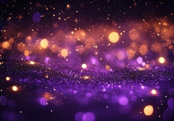 Obraz premium Abstract shimmering background with golden and purple bokeh lights creating a magical and dreamy atmosphere for creative projects and designs