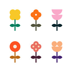 Flowers Collection Plants Circles Nature Beautiful Geometric Pack