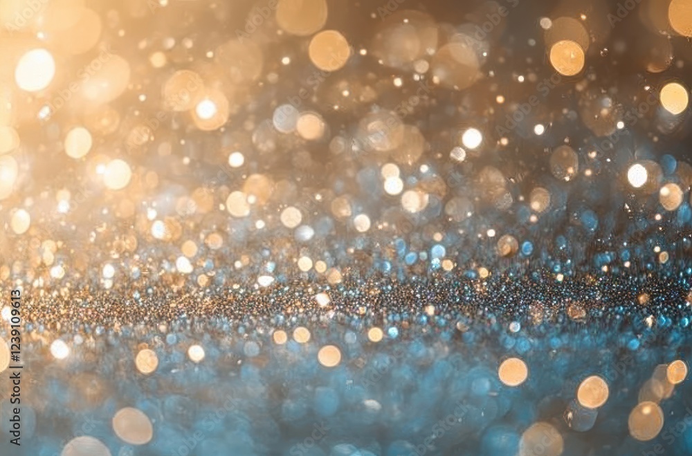 Aufkleber beautiful abstract background with golden and blue bokeh lights sparkling in a dreamy pattern creati