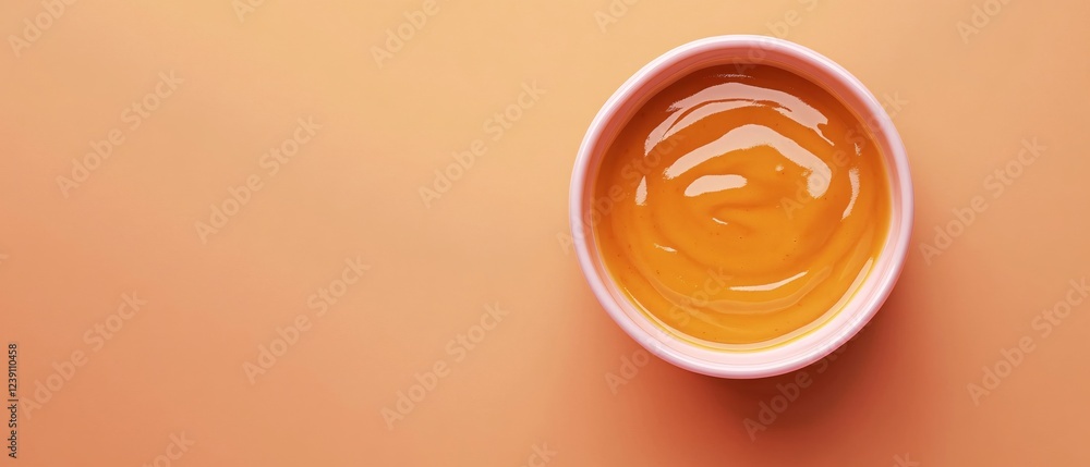 Aufkleber smooth orange sauce in a pink bowl on a matching background creating a warm and inviting scene