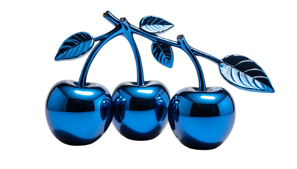 Blue cherries shape decorative reflective sculpture png