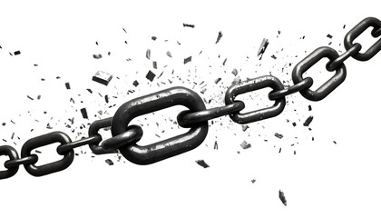 Breaking chain with shattered pieces in motion png