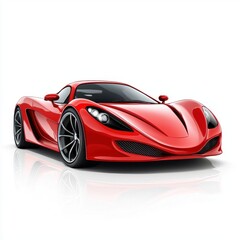 Obraz premium Sleek red sports car with aerodynamic curves, isolated on white background