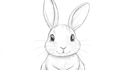 Obraz premium Adorable bunny rabbit sketch, children's book illustration
