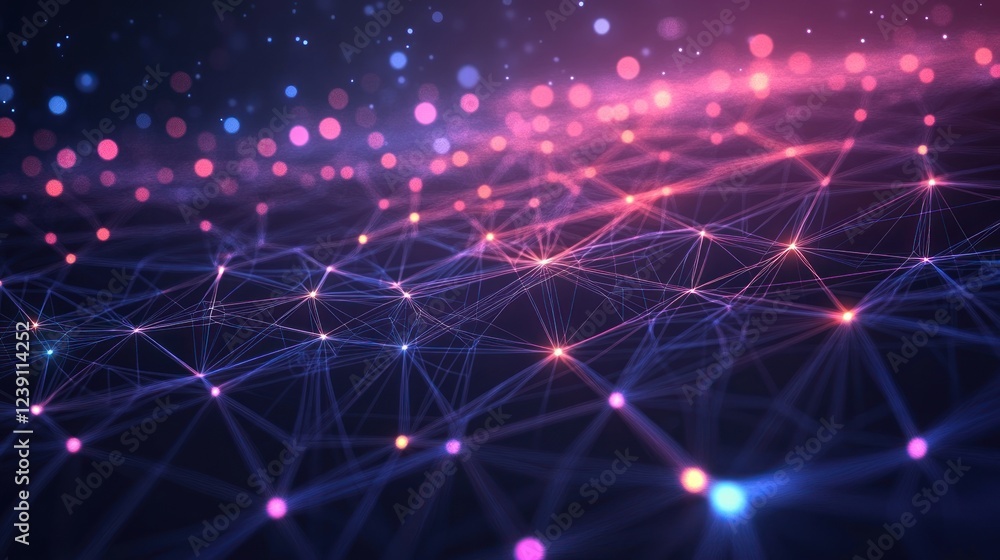 Poster abstract network digital connections illuminated nodes