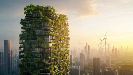 Obraz premium Eco-Friendly Cityscape: A Vision of Sustainable Urban Living