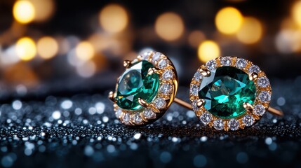 These exquisite emerald earrings embellished with diamond accents radiate luxury and elegance, perfect for high-end jewelry collections and special celebrations.
