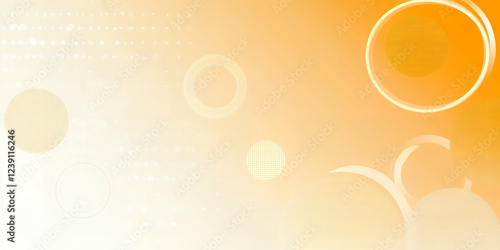 Poster abstract orange and white gradient background with geometric circles and dots