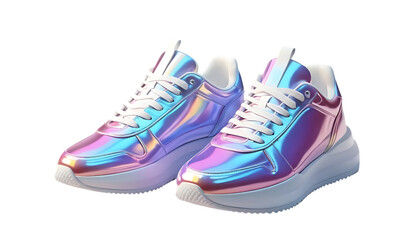 3D holographic sneaker with gradient colors png