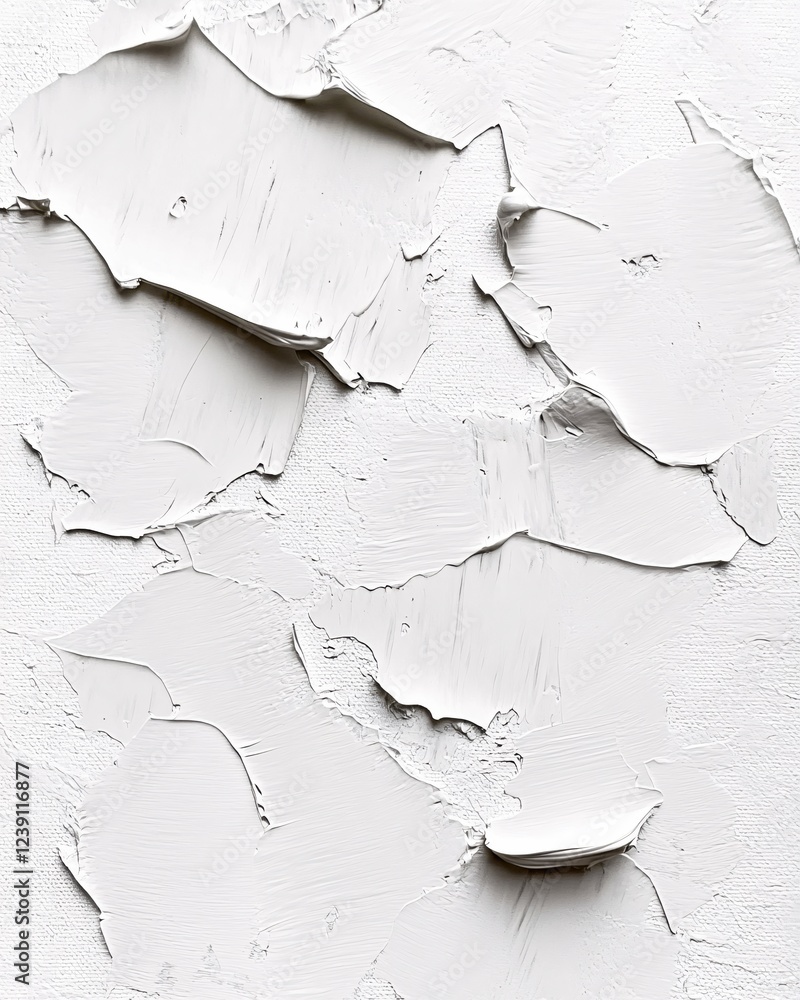 Poster thick white paint strokes on canvas creating a textured abstract background with depth
