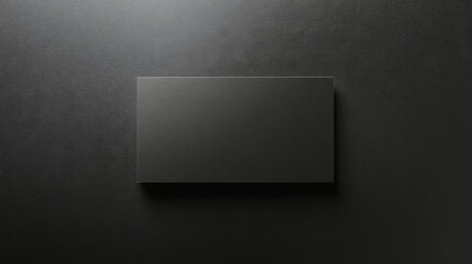 Grey rectangular card mockup displayed on a solid black background with soft lighting