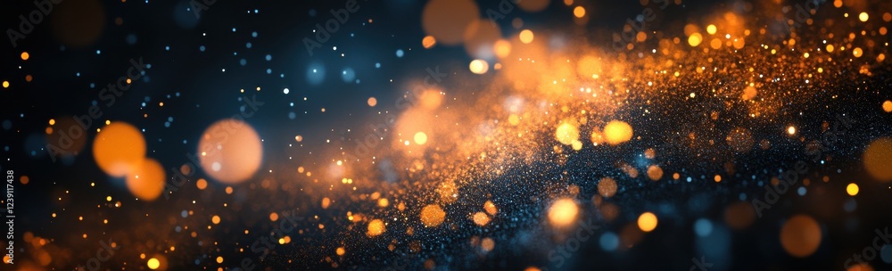 Poster colorful bokeh effect with luminous particles and shimmering dust creating a captivating background 