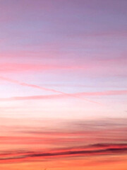 Calm Sunset Clouds In Reds and Blues Natural Background Skyscape