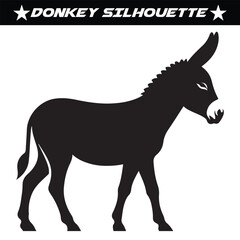 Black and white donkey silhouette vector illustration.
