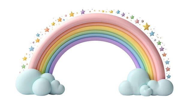3D illustration of a pastel-colored rainbow png 