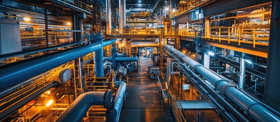 Industrial Power Plant Interior: A Symphony of Steel and Light