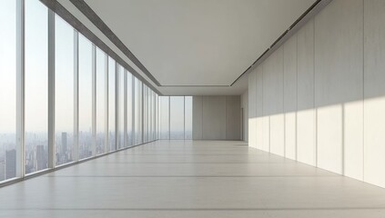 Fototapeta premium Modern empty office space with city view.
