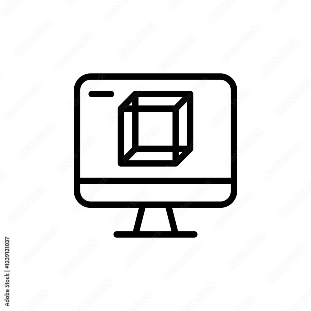 Poster digital geometry cube icon line vector design