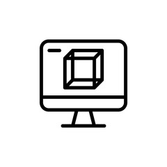 digital geometry cube icon line vector design