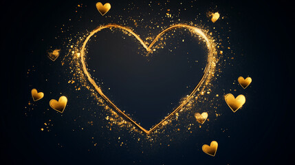 Romantic golden heart borders around text area-3