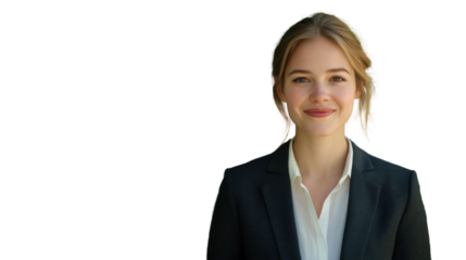 Smiling businesswoman portrait on transparent background