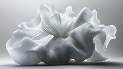 Fototapeta premium stunning abstract sculpture with flowing white curves and intricate textures, creating sense of movement and elegance. design showcases modern artistry and sophistication