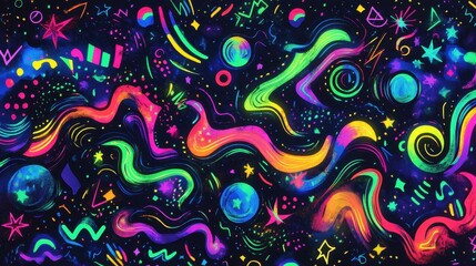 Neon Abstract Art Cosmic Galaxy Design