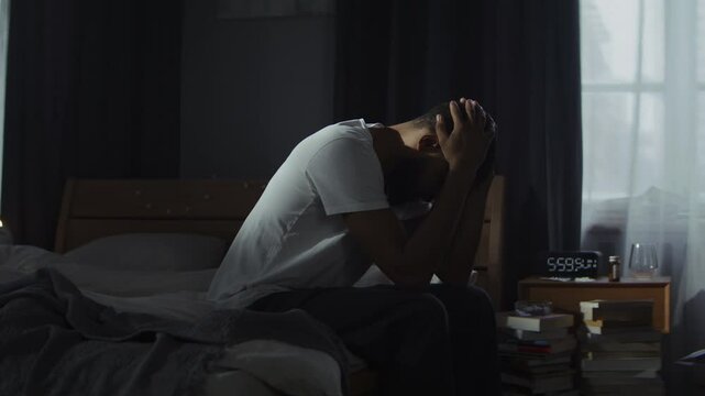 Black man expresses soul pain suffering from depression