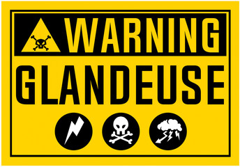 Obraz premium glandeuse warning tete de mort panneau insulte humour