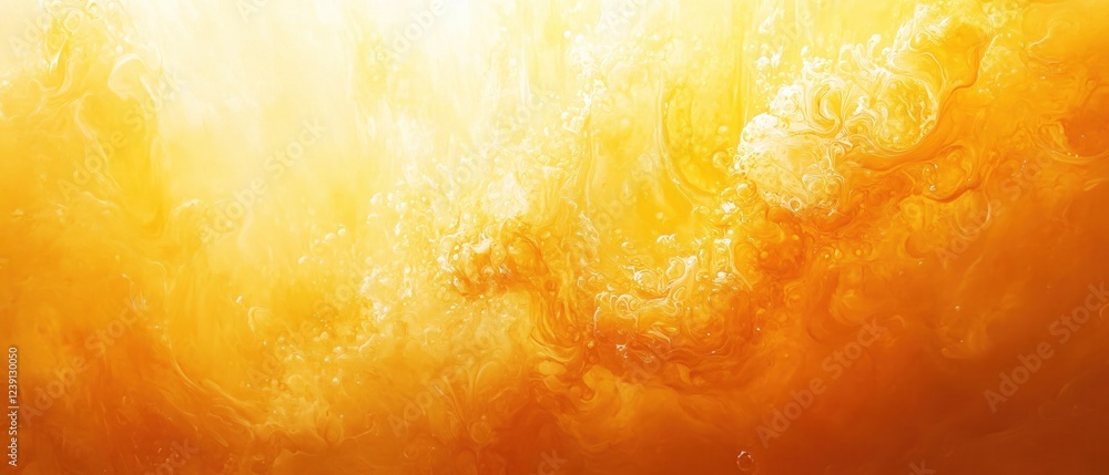 Poster abstract golden liquid with bubbles and swirling patterns creating a dynamic flowing texture