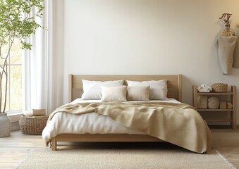 Minimalist Scandinavian Toddler Bedroom with Wooden Bed and Neutral Decor