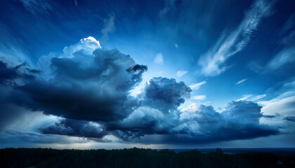 Obraz premium scary background of blue sky with menacing clouds
